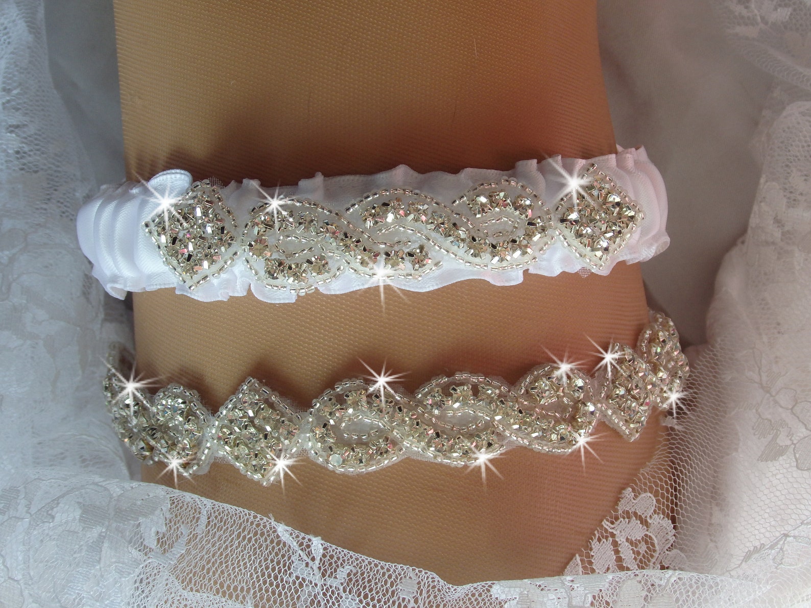 Garter Wedding Garter Set Bridal Garter Belts Bling Garter Etsy