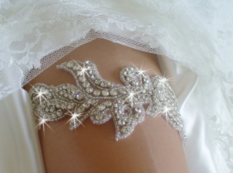 Custom Rhinestone Wedding Garter Bridal Garter Belts Wedding Etsy