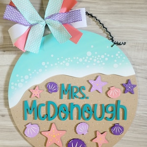 Door Hanger - Beach Themed - CUSTOMIZE YOURS! Teacher Sign, Baby Nursery Sign, Welcome Sign
