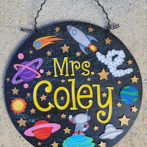 Customized Space Themed Sign - Laser Cut - Teacher Sign - Classroom ...