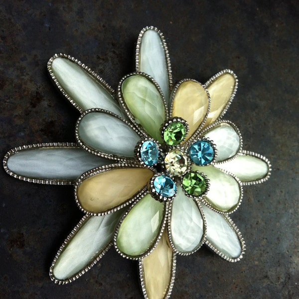 Vintage Brooch 80s, Antique Czech/German Brooch,Vintage Rhinestones Brooch,Brooch West Germany,Glass Rhinestone Brooch