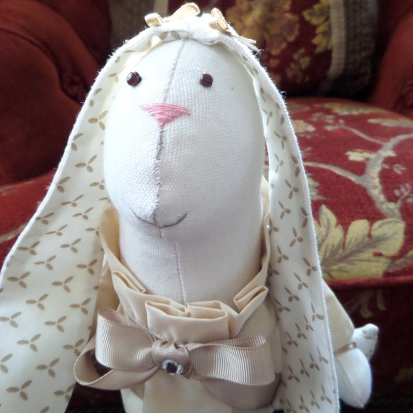 Rag Rabbit,Bunny Girl,Bunny Girl Doll,Cuddly Bunny,Easter Rabbit Doll,Stuffed Animal Girl,Bunny Rabbit Doll,Tilda Bunny,Fabric Rabbit