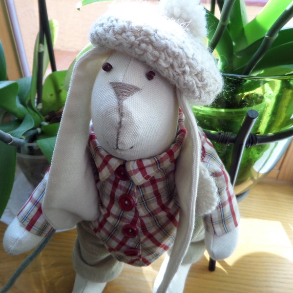 Rag Rabbit,Bunny Boy,Bunny Boy Doll,Cuddly Bunny,Easter Rabbit Doll,Stuffed Animal Boy,Bunny Rabbit Doll,Tilda Bunny,Fabric Rabbit
