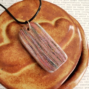 Polymer Clay Pendant Necklace (Granite Gray, Silver, Black, Pink, Yellow), Abstract Design, Colorful Clay Necklace with Cord, Swirls, Oval