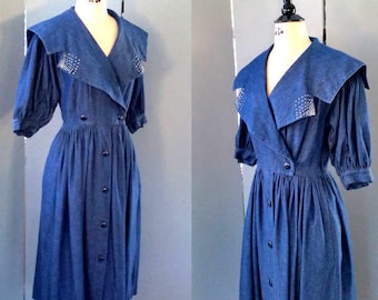 Blue denim dress | Etsy