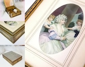 Vintage Jewelry Box - Lovely 18th Century Lady - Elegant Carved Woodwork - Colonial Decor -