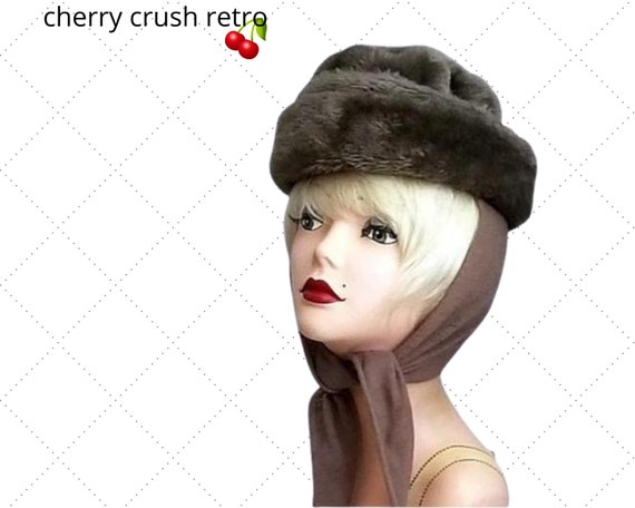 70s Chocolate Faux Fur Scarf Hat - Movie Star Glam