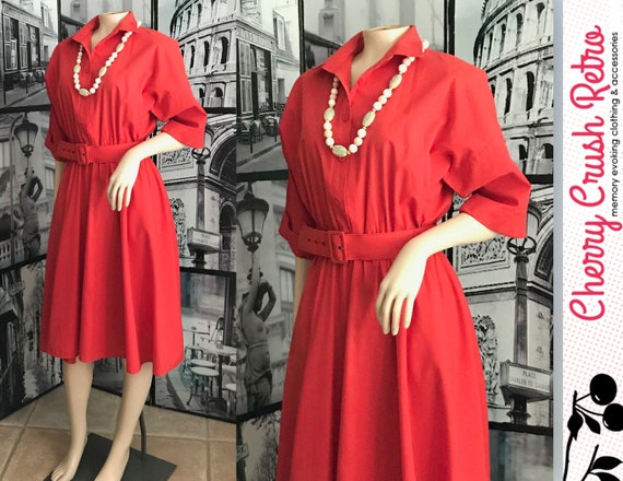 red shirtwaist dress