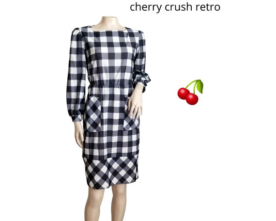 black and white checked dress