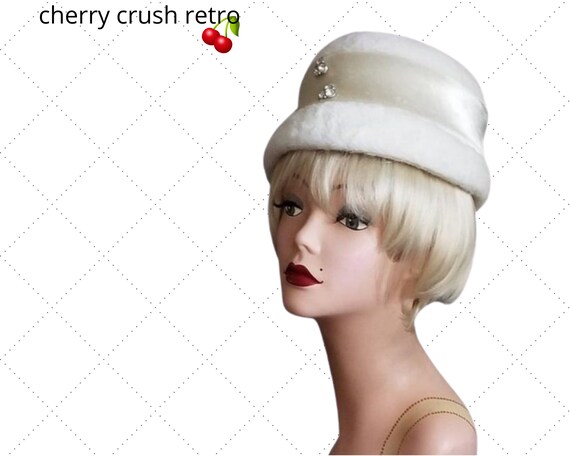 60s Winter White Bucket Hat - Lush Faux Fur - Spar