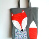 Tote tas met applique Boodschappentas Tas met vos applique Zak met vosprint De zak van de vos