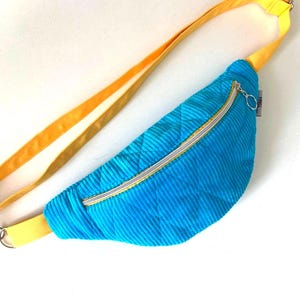 Bum bag Fanny pack cordoroy Waist bag for women Blue velvet fanny pack