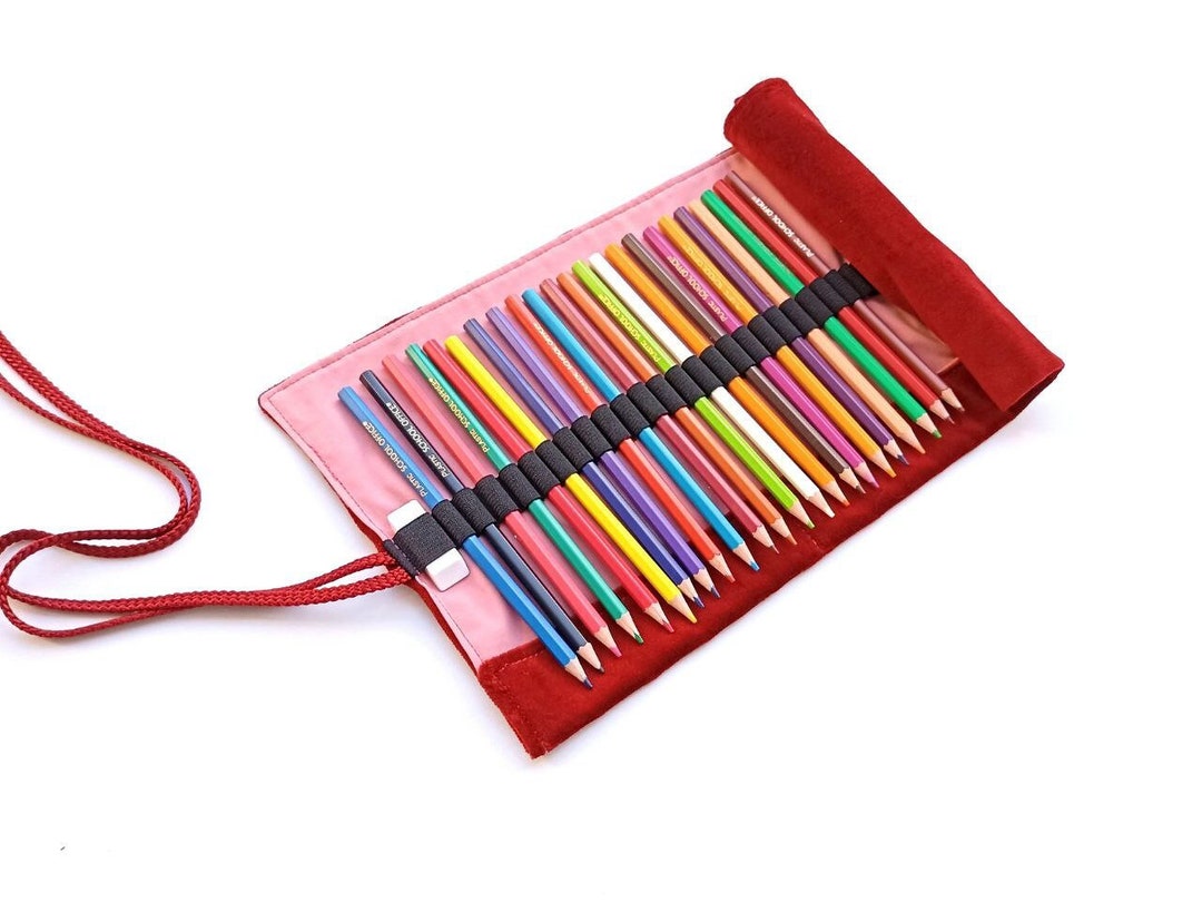 Red Velvet Pencil Roll Cute Pencil Holder Roll up Pencil Case Pencil