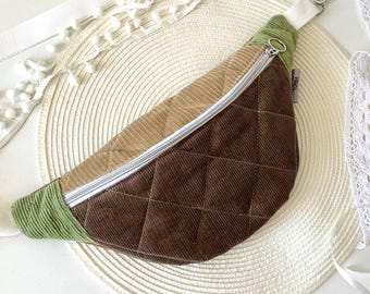 Riñonera de pana reciclada para mujer, bolso de viaje