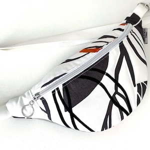 Women white fanny pack Bum bag Gift for her Hip bag geometric Travel bag for women Cross body purse Printed bag