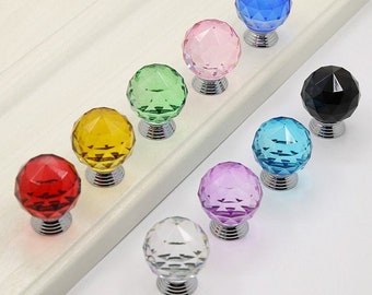 Ball Crystal Single Hole Knob Multicolor Door Handle Drawer pulls knob Dresser handle Cabinet Pulls Knobs Closet handle wardrobe knobs Pulls