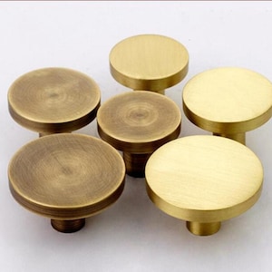Brass Round Single Hole Door Knob Dresser knobs handle Wardrobe knob Cabinet Pulls Knobs Vintage Closet handle Hardware bronze drawer pulls
