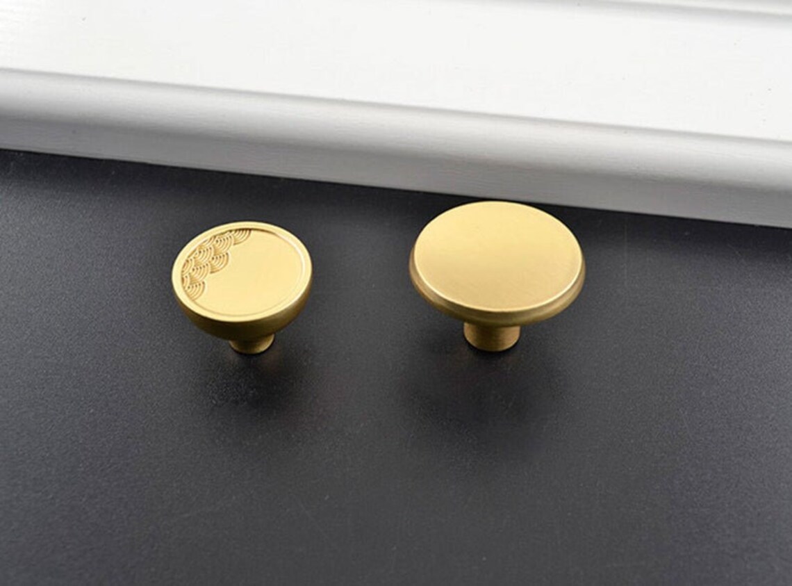Round Single Hole Knob Gold Door Handle Drawer Pulls Etsy