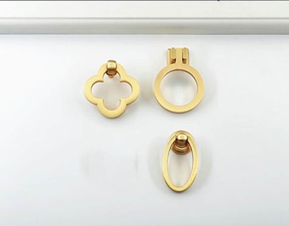 Gold Ring Drawer Pull Knob Oval Dresser Pulls Handle Clover Etsy