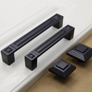 3.75&quot; 5&quot; Black Rectangle Door handles Pulls Drawer pulls square knob Dresser handle Cabinet Pulls Knobs Closet wardrobe Handles 96 128 mm