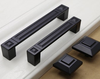 3.75" 5" Black Rectangle Door handles Pulls Drawer pulls square knob Dresser handle Cabinet Pulls Knobs Closet wardrobe Handles 96 128 mm