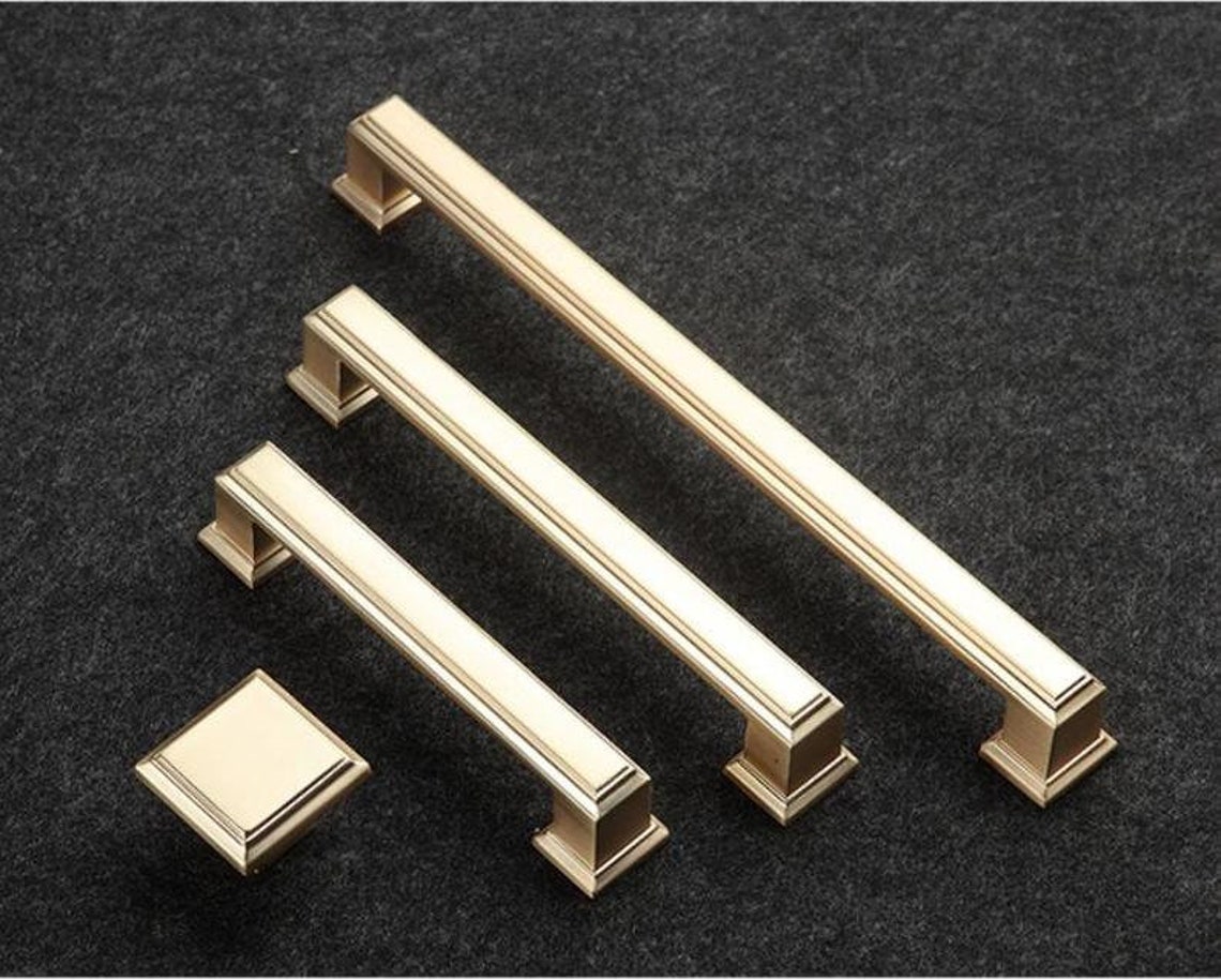 3.75 5 7.5 Brushed Gold Door Handles Drawer Etsy