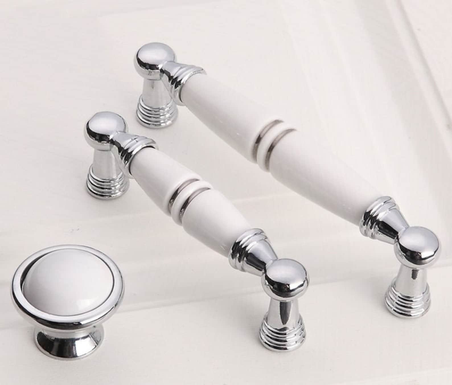 3.75 5 White Ceramics Handles Knobs Etsy UK