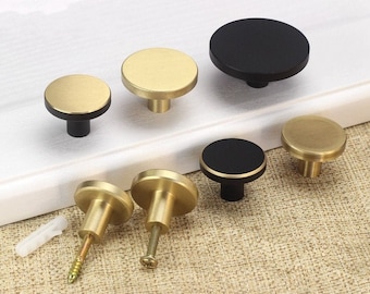 Brass Knobs Pulls Black Round Door Knobs Pulls Handles Drawer knobs pulls Dresser handle Cabinet Pulls Knobs Wardrobe knob Cupboard Hardware