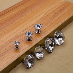 Chrome base Mini Crystal Door handles Drawer pulls knob Dresser handle Modern Cabinet Pulls Knobs wardrobe Knob Jewelry box case Knobs pulls