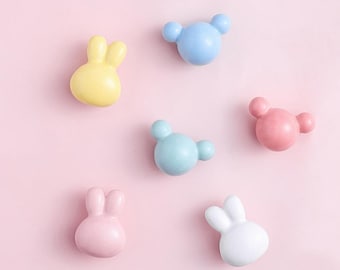 Ceramic Bear Door knob pull Rabbit Knobs Pulls with brass base Drawer knobs Dresser Knobs Pulls Wardrobe Knob Cabinet Pulls Knobs Hardware