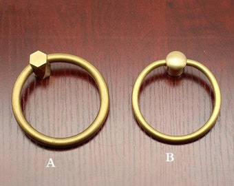 Drawer pull knob Big Brass Ring Pulls Knob Door Handle Dresser pulls Cabinet Pulls Knobs handle wardrobe knob pull Cupboard Pulls Hardware