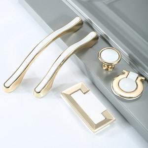 2.5''Gold round knob White Drawer Pulls Handles Dresser Handles Kitchen Pulls cabinet pulls Knob Cupboard handle pull Cabinet Hardware 32mm