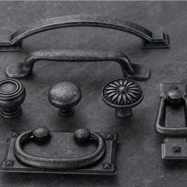 3" 3.75" 5" Iron gray Drawer Handles knob Vintage Dresser Handle Pull Knobs Cabinet Handle Pulls Cupboard Pull Handles hardware 76 96 128mm