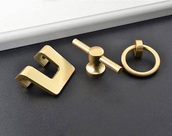 Gold Ring pulls Drawer pull knob handles Dresser handle Knobs Wardrobe knob pull handles Cupboard Handles Cabinet pull Closet door knob