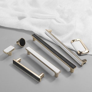 Modern Black Drawer Handles pulls Oblong knob White Dresser handles Cabinet handles Wardrobe Pulls Round Cupboard Knobs handles Hardware