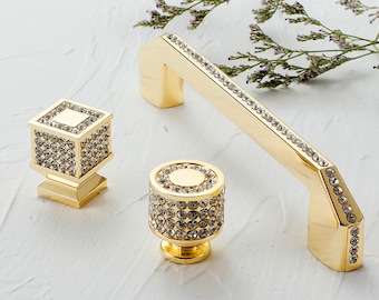 Heldergouden dressoirknoppen Ladegrepen handgrepen Keukenkast trekt handvat deurknop kleerkastgrepen Meubelbeslag moderne handgreep