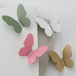 Färgglada fjärilsknoppar till skåp, lådor, dörrhandtag, byråhandtag, garderobsknoppar, skåphandtag, knoppar, rosa lådhandtag