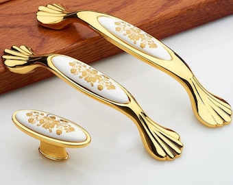 3.75" Gold Ceramics Dresser Door Handle Drawer Pulls Handles Cabinet Handles Pulls Wardrobe Handles Pull Cupboard Handles Kitchen Hardware