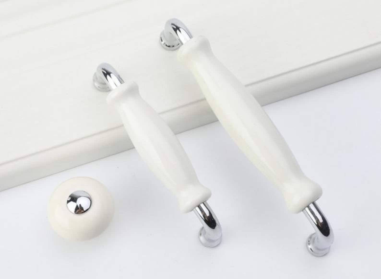 3.75 5 White Ceramic Handles Door Handle Drawer Etsy