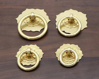 ドアハンドル 真鍮リング ノブ ブロンズ 引き出し取っ手 ノブ ドレッサーハンドル ワードローブ キャビネット取っ手 ノブ ヴィンテージ 食器棚ハンドル ノブ金具