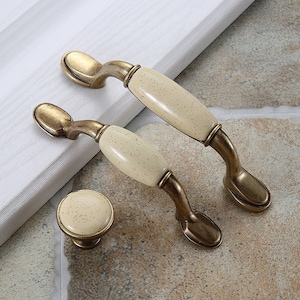 Black Ceramic Cabinet Handles 3.75" Hole Centers - Modern Zinc Alloy Drawer Pulls Kitchen Hardware