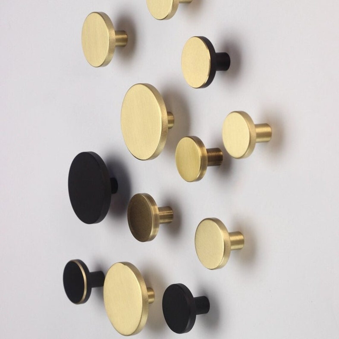 Brass Knobs Pulls Black Round Door Knobs Pulls Handles Drawer Etsy