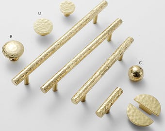 Brass Hammer patterned wardrobe handles gold modern cabinet door handles pulls dresser drawer pulls all copper kitchen cabinet knob handles