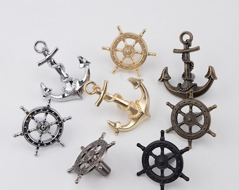 Chrome Ship rudder Cupboard Knobs Pulls Ship&#39;s anchor Drawer handle pulls Black Dresser handle Cabinet handle Knobs wardrobe knobs Hardware