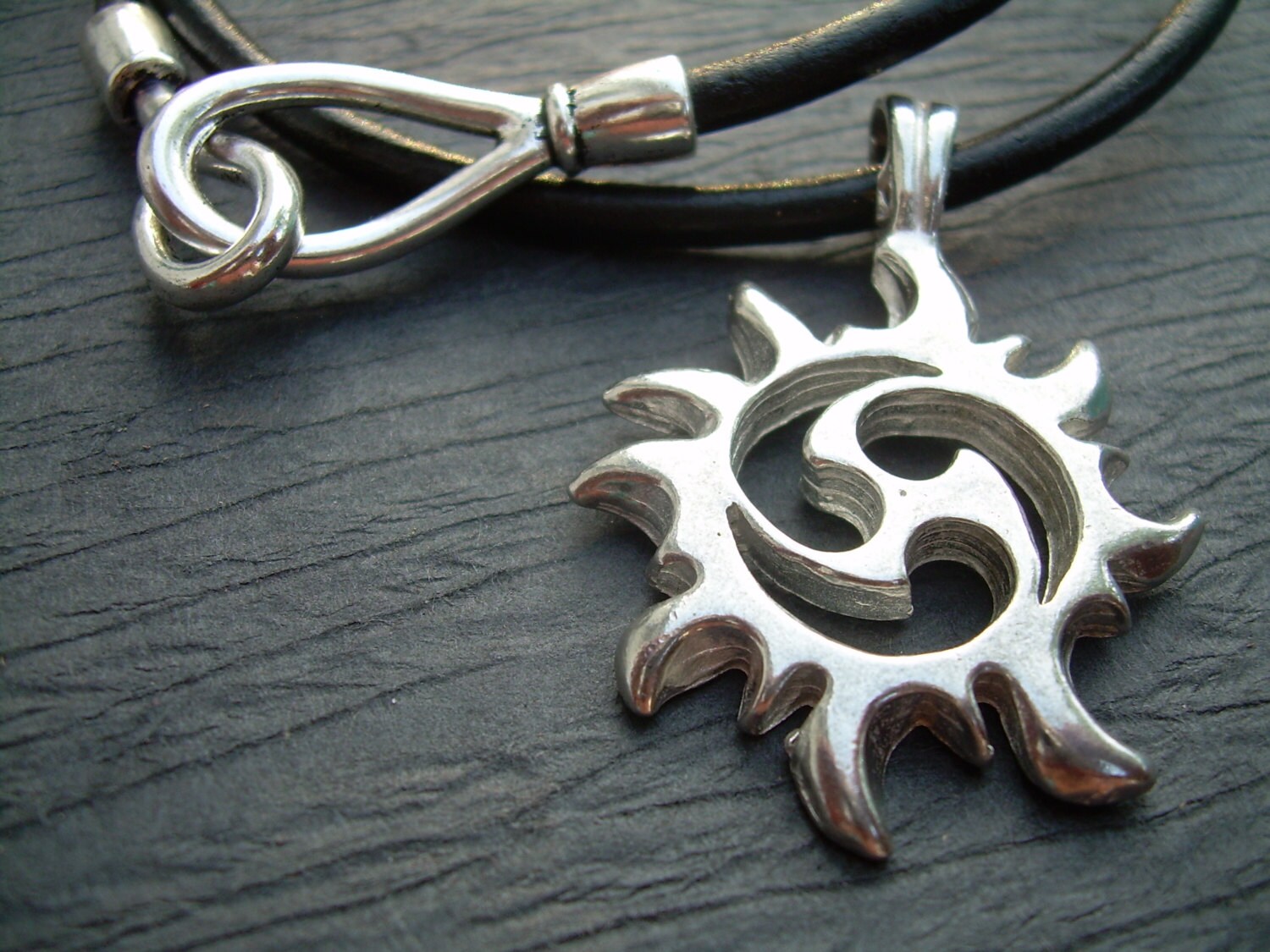 Mens Leather Necklace Tribal Pendant Necklace Mens Tribal Etsy