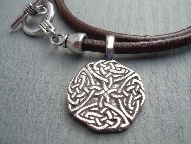 Men's Leather Necklace Celtic Knot Necklace Celtic Etsy