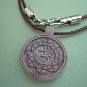 Om Leather Necklace, Om Pendant , Mens Leather Necklace, Womens Leather Necklace, Yoga Gift image 1