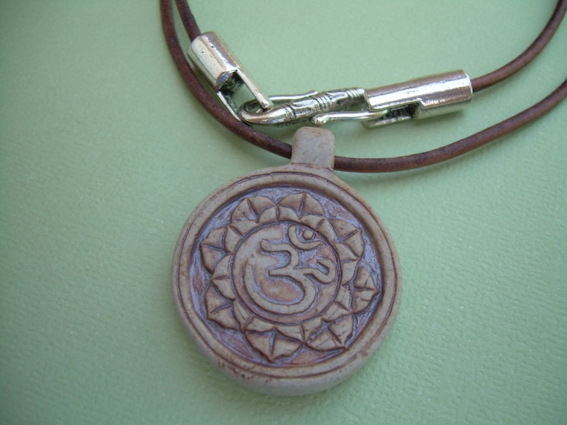 Om Leather Necklace, Om Pendant , Mens Leather Necklace, Womens Leather Necklace, Yoga Gift image 1