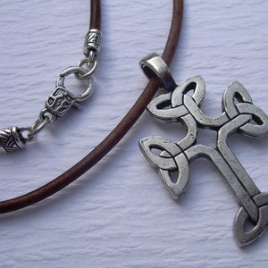 Celtic Cross Necklace, Mens Leather Necklace, Mens Cross Necklace, Leather Necklace for Men, Celtic Cross Pendant, Spiritual Gift,