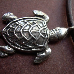 Leather Necklace with Sea Turtle Pendant, Mens leather Necklace, Womens Surf Necklace image 3